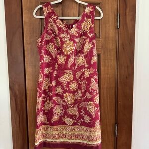 Kathie Lee Collection Midi DressWomen’s 10 Red Yellow Paisley V-Neck Sleeveless